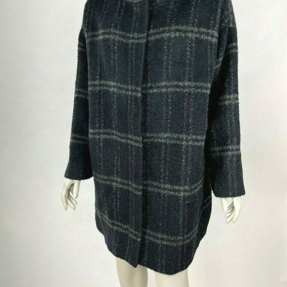 Eileen Fisher Chash Alpaca Blend Hooded Coat Lined Pockets Plaid Women XL NWT - Picture 8 of 16